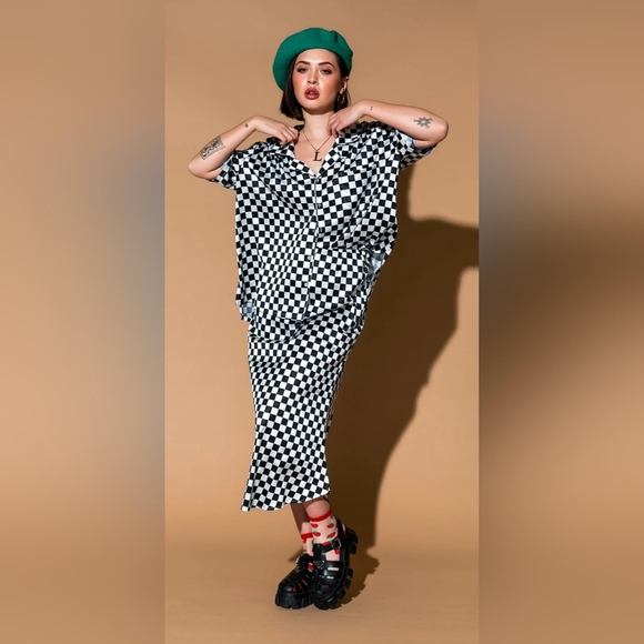 (new in bag) Dresses in LALA black & white checker playsuit skirt set - Picture 3 of 7